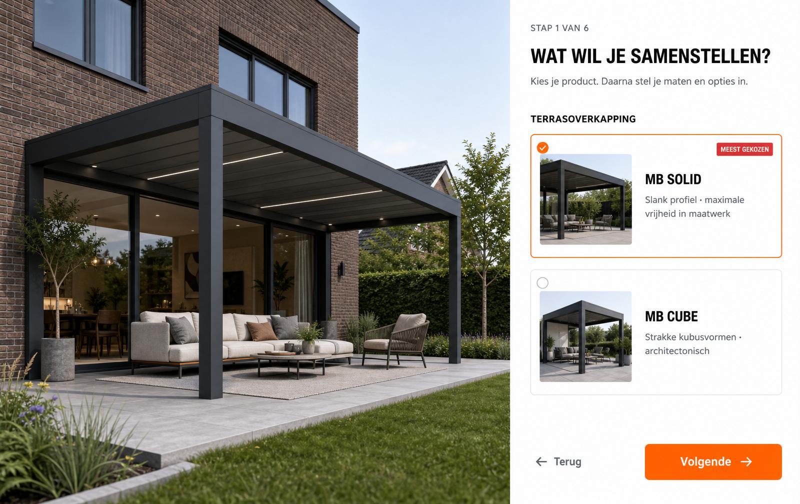 Configurator stap 01 — Klant kiest zijn product